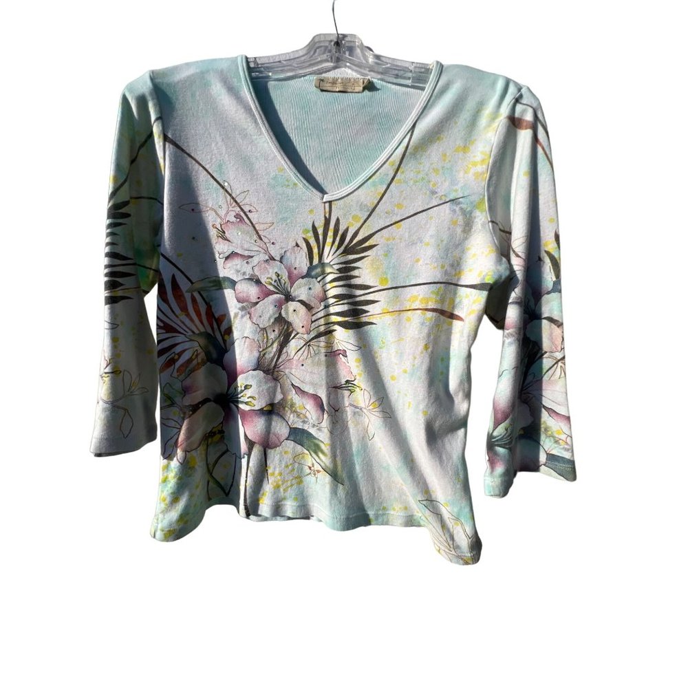 Impulse California women’s top size, small light, blue brown, green, yellow f